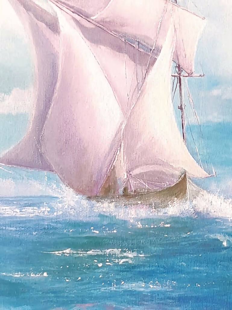 Original Fine Art Boat Painting by Inese Eglite