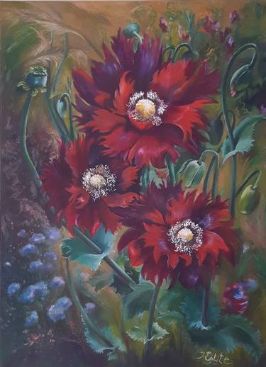 Original Fine Art Floral Paintings by Inese Eglite
