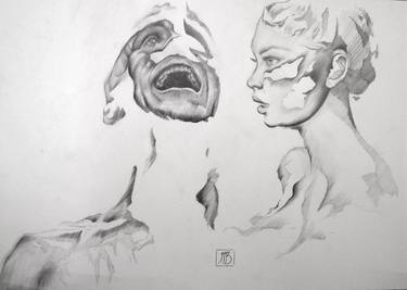 Original Expressionism People Drawings by Mario Bazel
