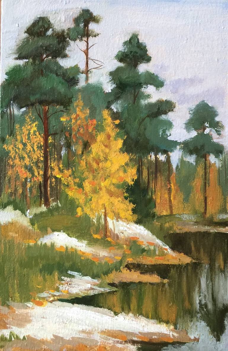 Pine trees Painting by Ksenia Solovyova | Saatchi Art