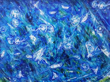 Print of Abstract Fish Paintings by Clare Louise Wrench