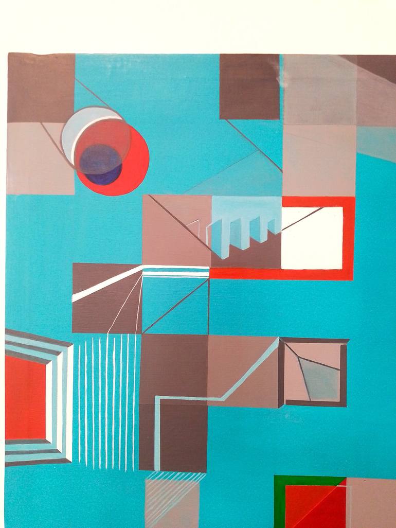 Original Abstract Geometric Painting by LEILA ELMINIA