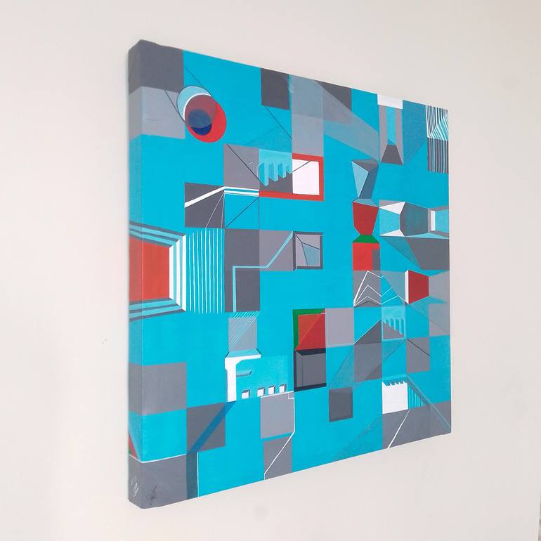 Original Abstract Geometric Painting by LEILA ELMINIA