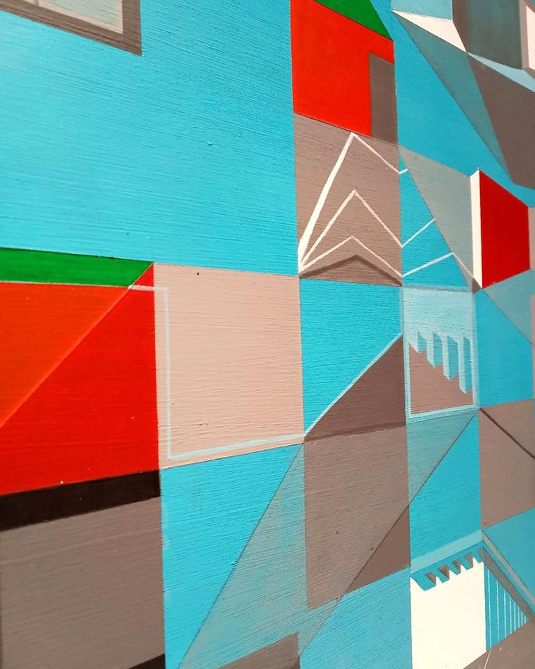 Original Abstract Geometric Painting by LEILA ELMINIA