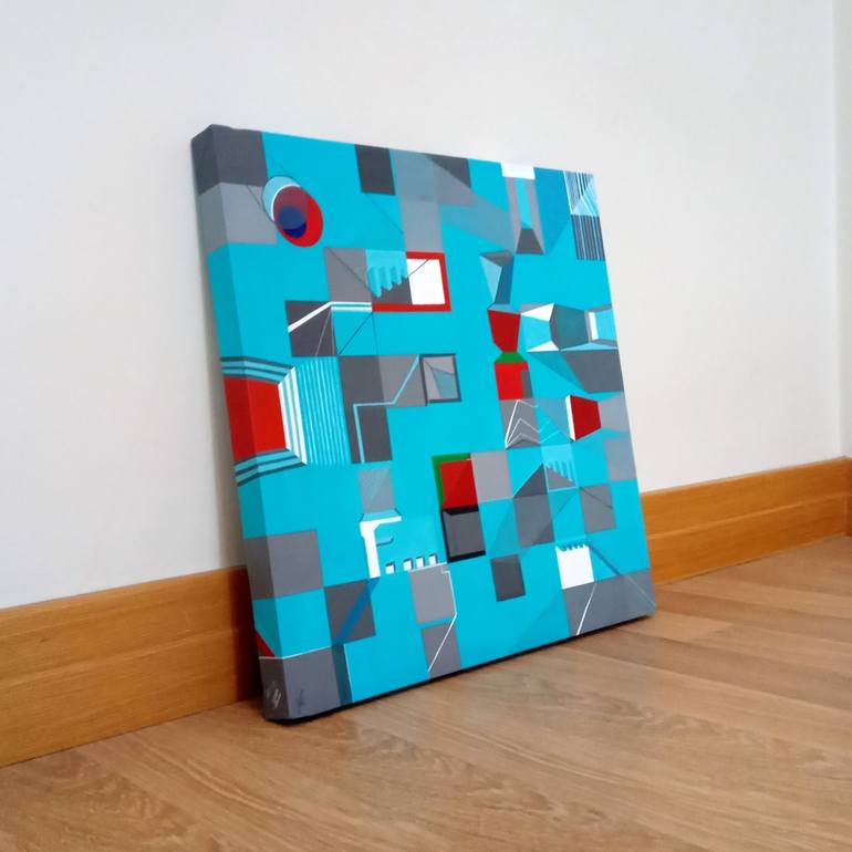 Original Abstract Geometric Painting by LEILA ELMINIA