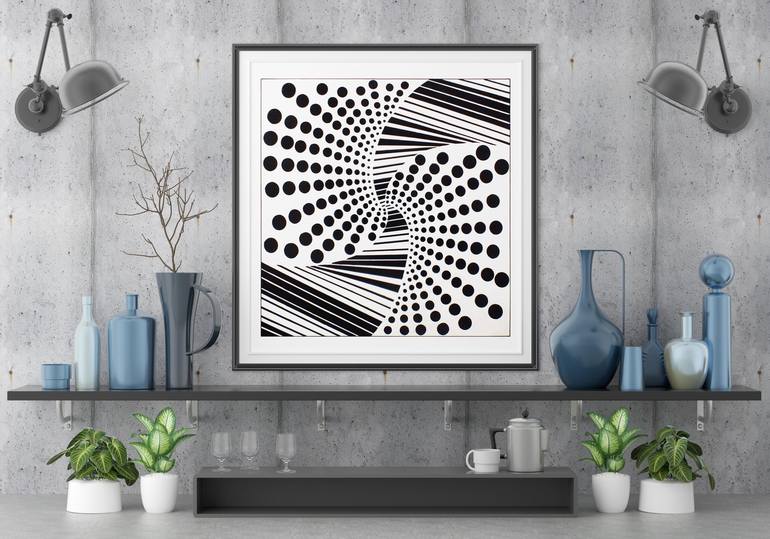 Original Op Art Abstract Painting by LEILA ELMINIA