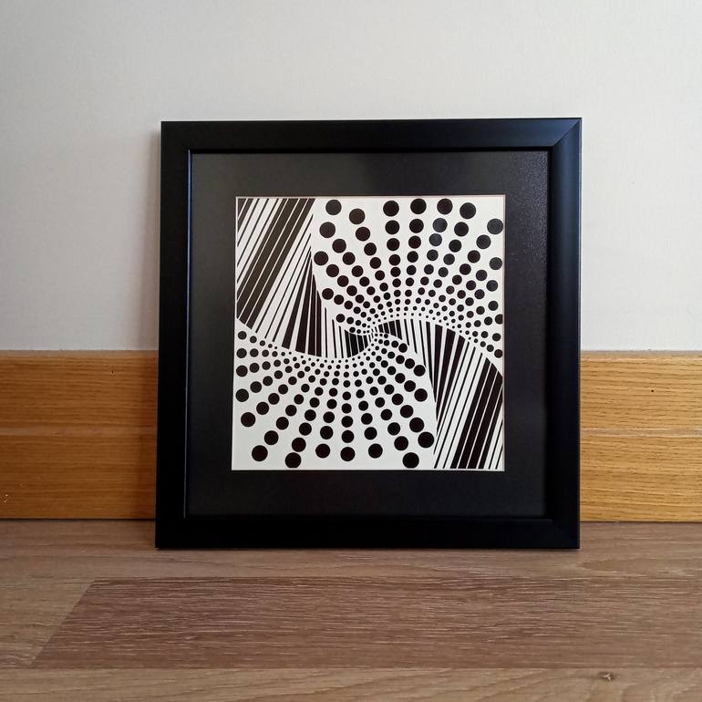 Original Op Art Abstract Painting by LEILA ELMINIA