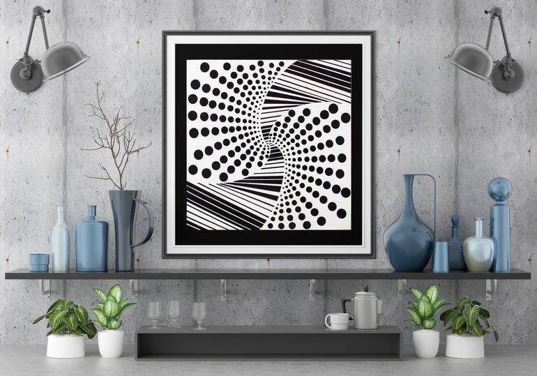 Original Op Art Abstract Painting by LEILA ELMINIA