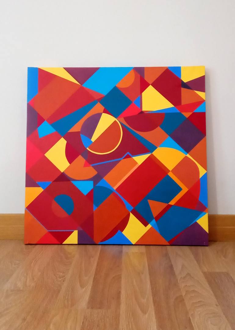 Original Geometric Abstract Painting by Leila Elminia