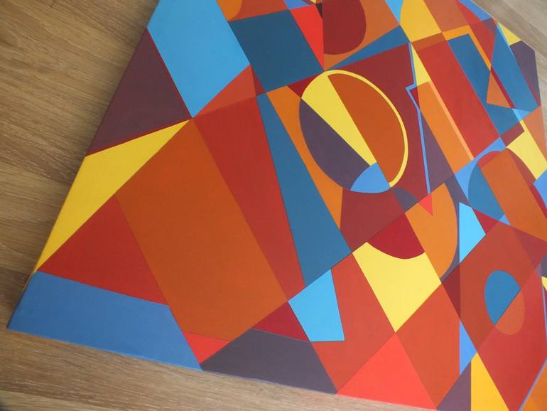 Original Geometric Abstract Painting by Leila Elminia