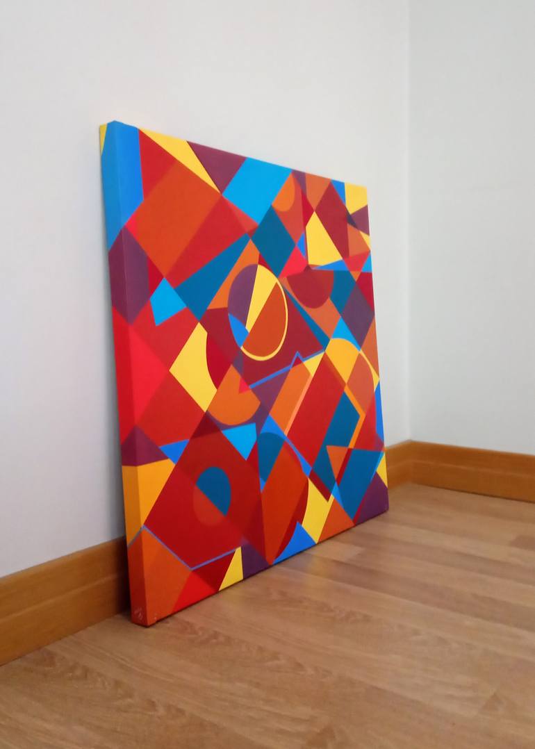 Original Geometric Abstract Painting by Leila Elminia