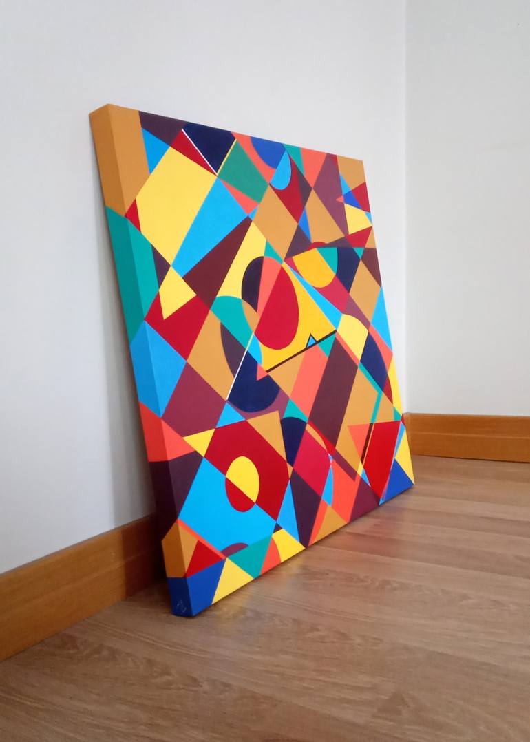 Original Geometric Abstract Painting by Leila Elminia