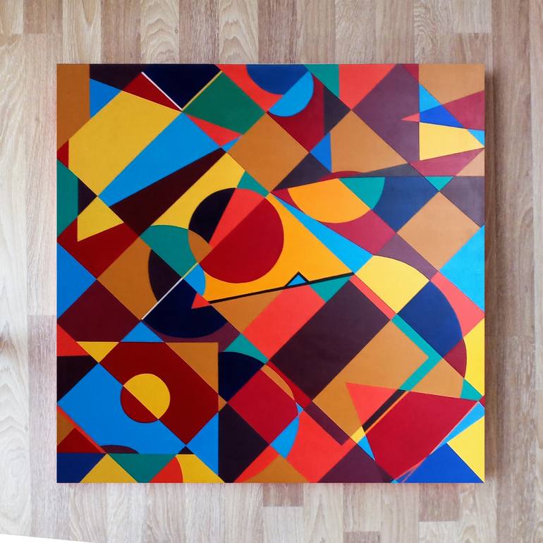 Original Geometric Abstract Painting by Leila Elminia