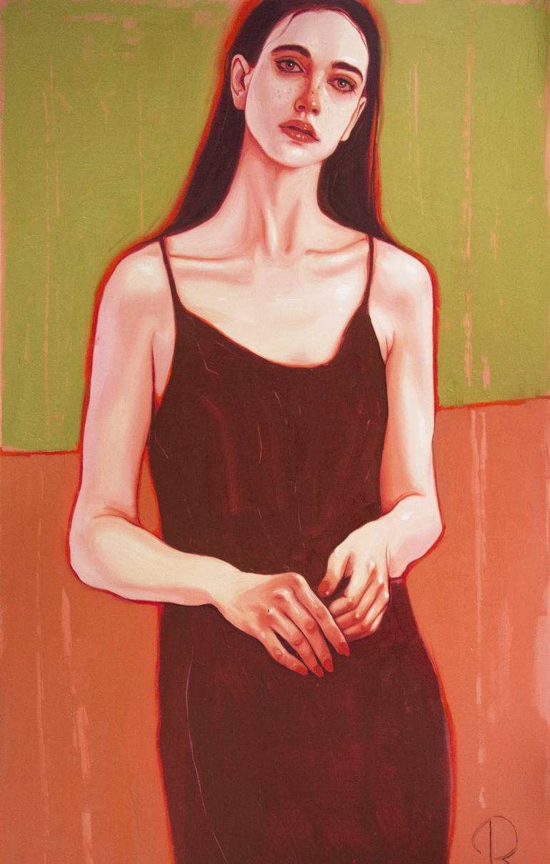 The lady in wine red dress Painting by Polina Raskolnikova | Saatchi Art  Puerto Rico