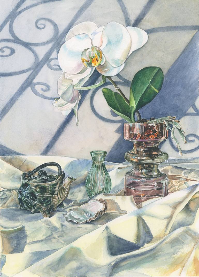 Orchid in a vase Painting by Tatjana Osipova | Saatchi Art