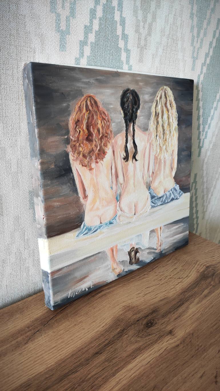 Original Art Deco Nude Painting by Pavel Laponog