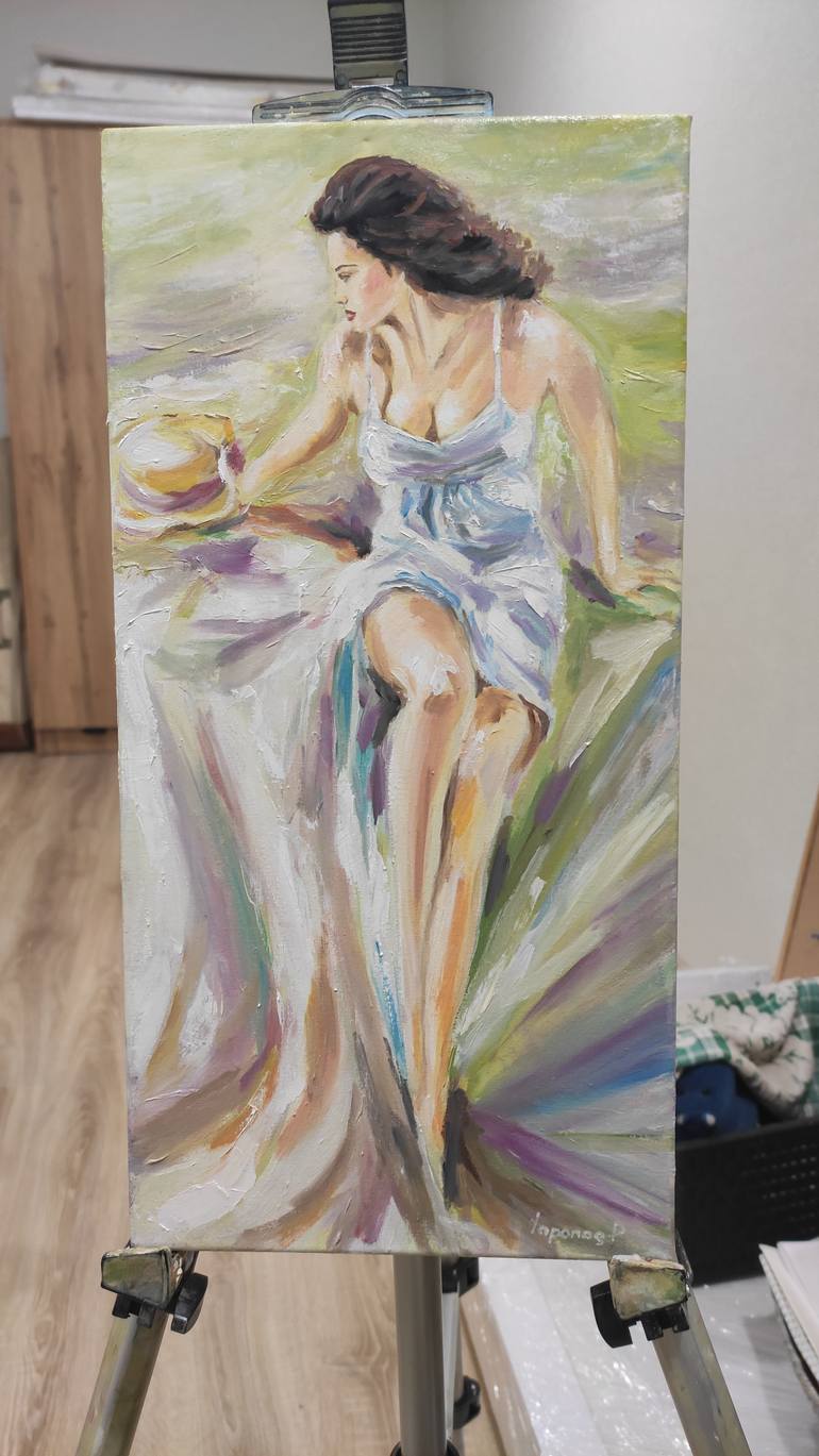 Original Art Deco Erotic Painting by Pavel Laponog