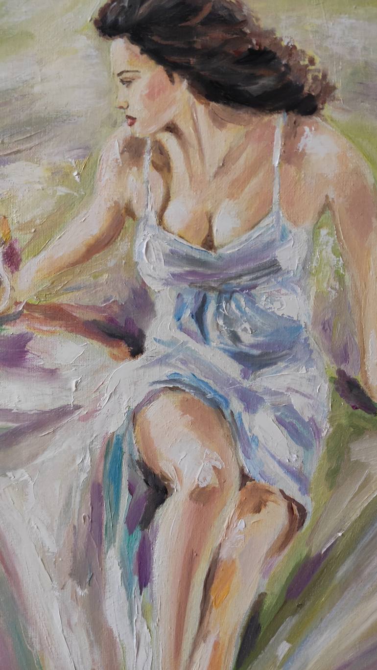 Original Art Deco Erotic Painting by Pavel Laponog