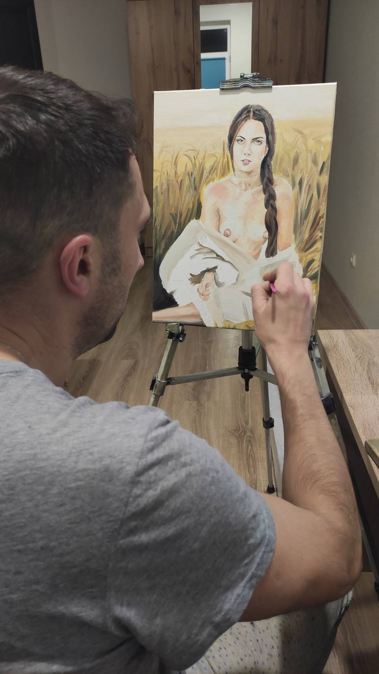 Original Impressionism Nude Painting by Pavel Laponog