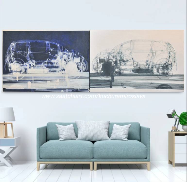 Original Abstract Car Painting by Miroslava Kuchura