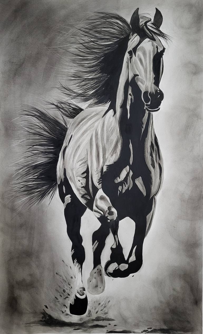 Original Abstract Horse Painting by Bojovan Cristina