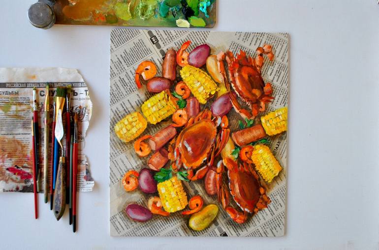 Original Impressionism Food Painting by Anna Shevel