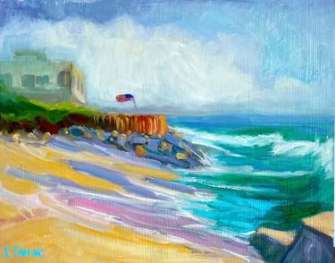 Original Impressionism Beach Painting by Joanne Geroe