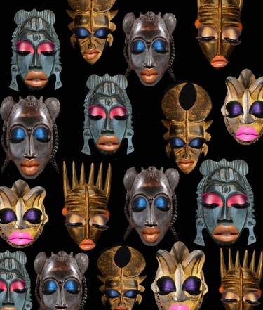 African Mask in colors by Miguel Matos Art thumb