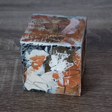 JOY no4 - Abstract painting on wooden cube thumb