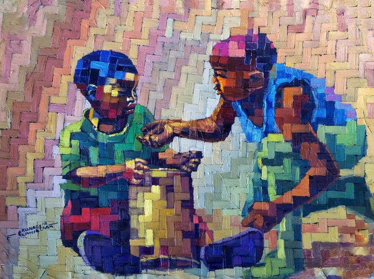 Print of Cubism Children Painting by Okunade Olamilekan