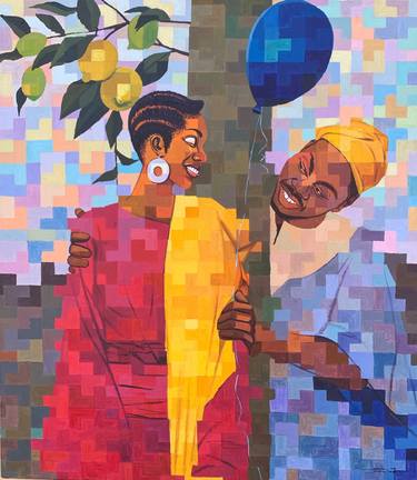 Print of Cubism Love Paintings by Okunade Olamilekan