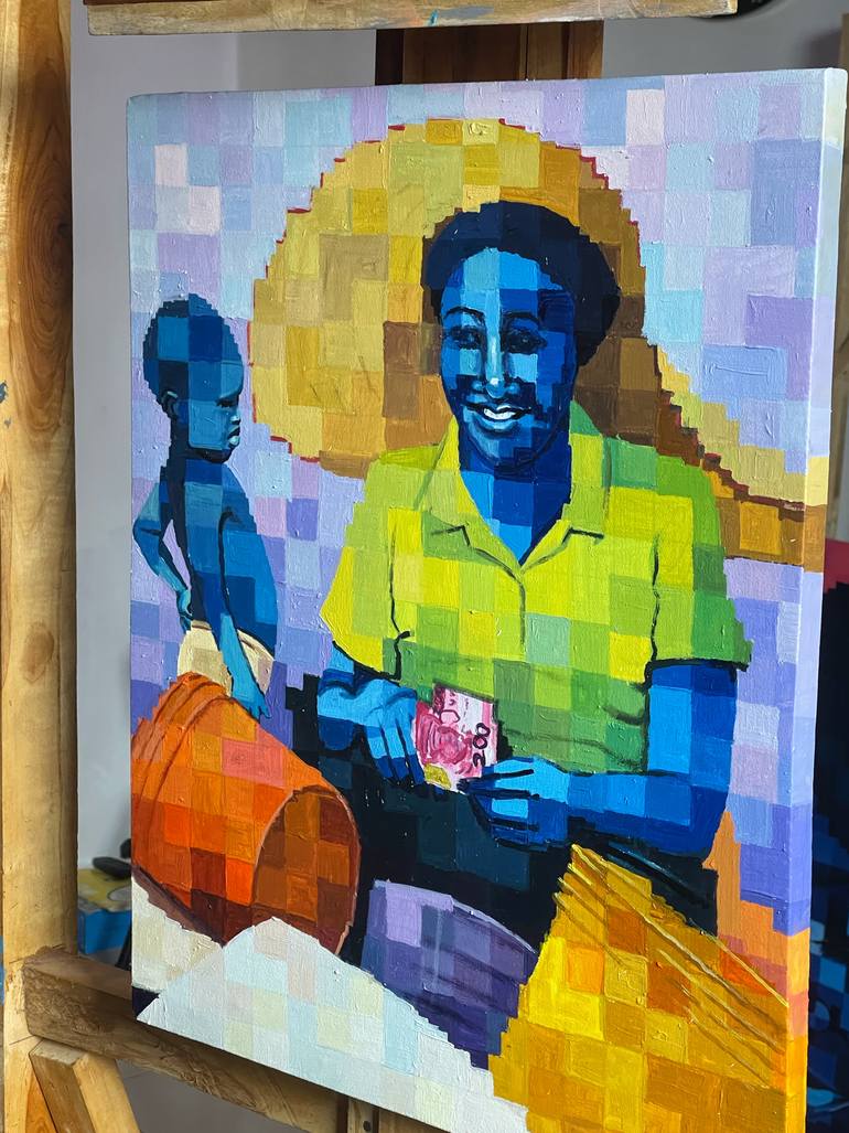 Original Contemporary Geometric Painting by Okunade Olamilekan