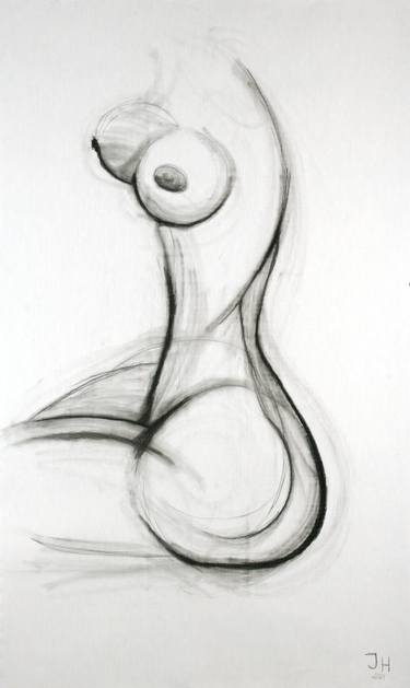 Print of Minimalism Nude Drawings by Jasmin Hadrany