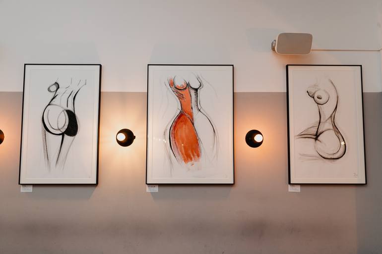 Original Minimalism Nude Drawing by Jasmin Hadrany