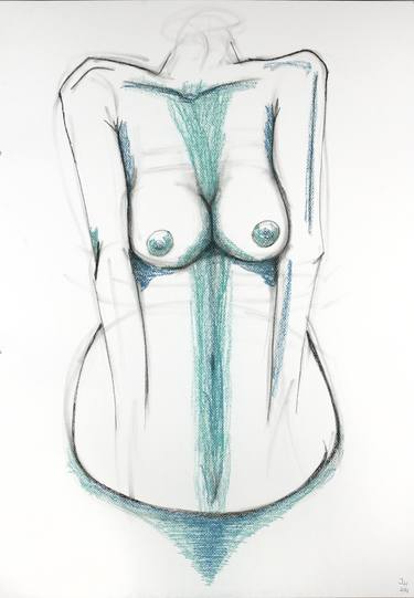 Print of Minimalism Nude Drawings by Jasmin Hadrany