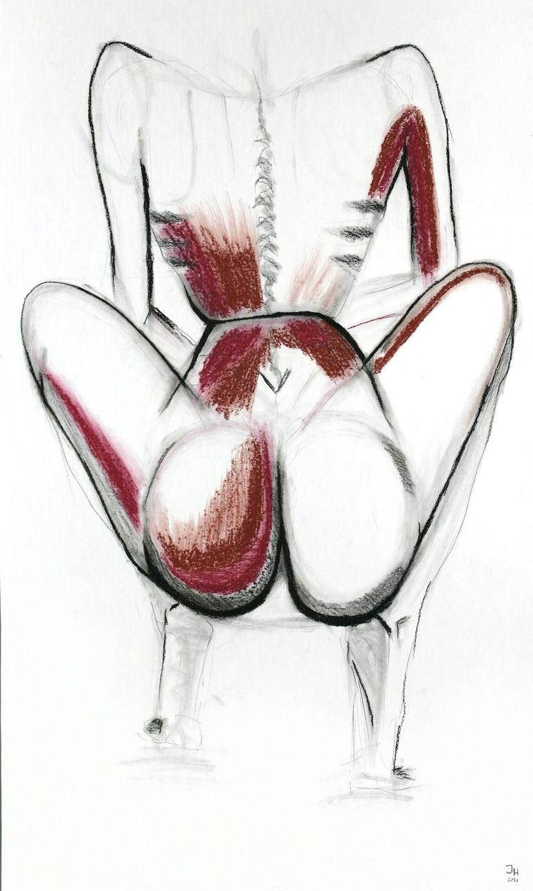Print of Minimalism Nude Drawing by Jasmin Hadrany