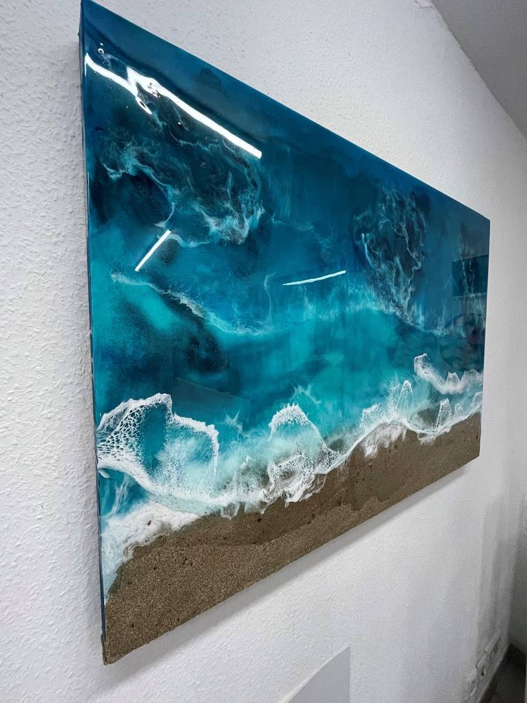 Original Abstract Beach Painting by Alexandra Huelbach