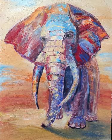 Elephant animal art painting color thumb