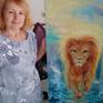 Lion walking on the sea at work