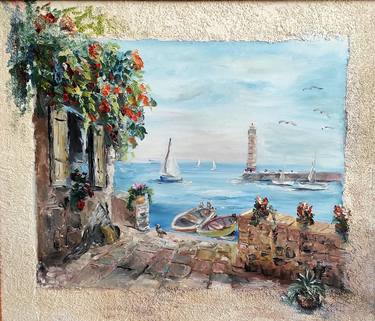 Italy Lake Houses boats lighthouse shore Mediterranean landscape thumb