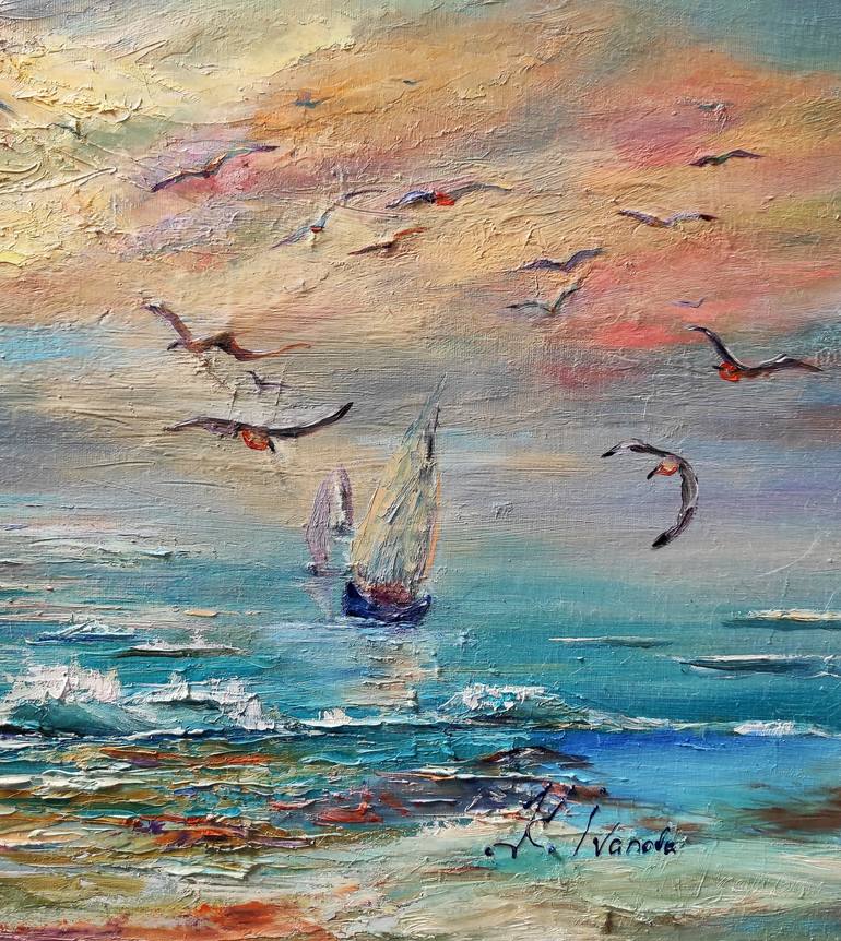 Original Impressionism Seascape Drawing by Kateryna Ivanova