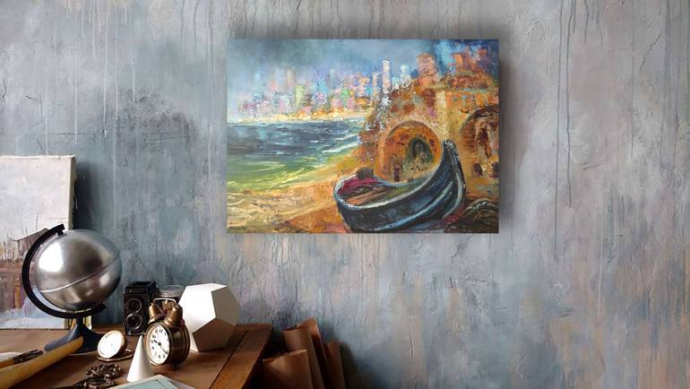 Original Impressionism Boat Painting by Kateryna Ivanova