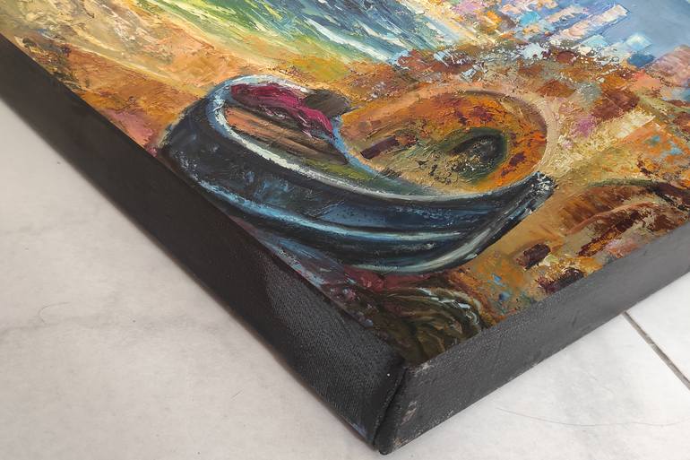 Original Impressionism Boat Painting by Kateryna Ivanova