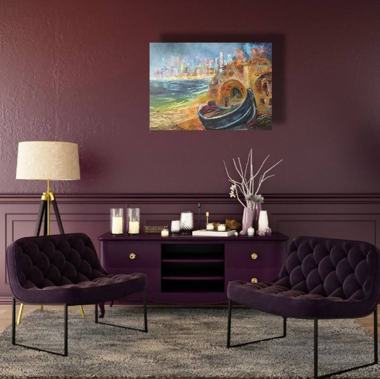 Original Impressionism Boat Painting by Kateryna Ivanova