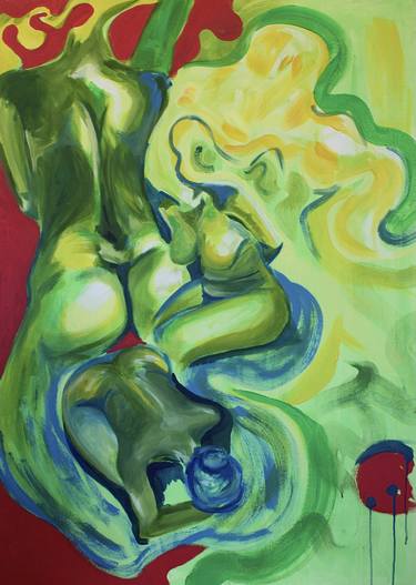 Original Abstract Expressionism Nude Painting by Morales Flynn