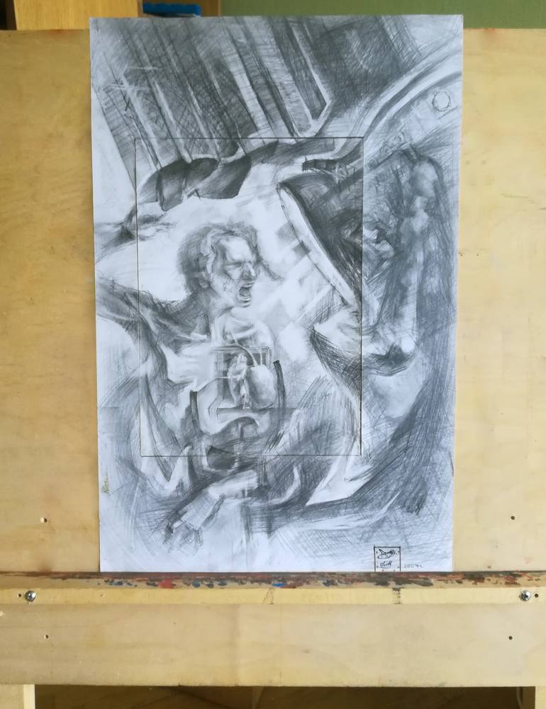 Original Expressionism Men Drawing by Andrew Metto