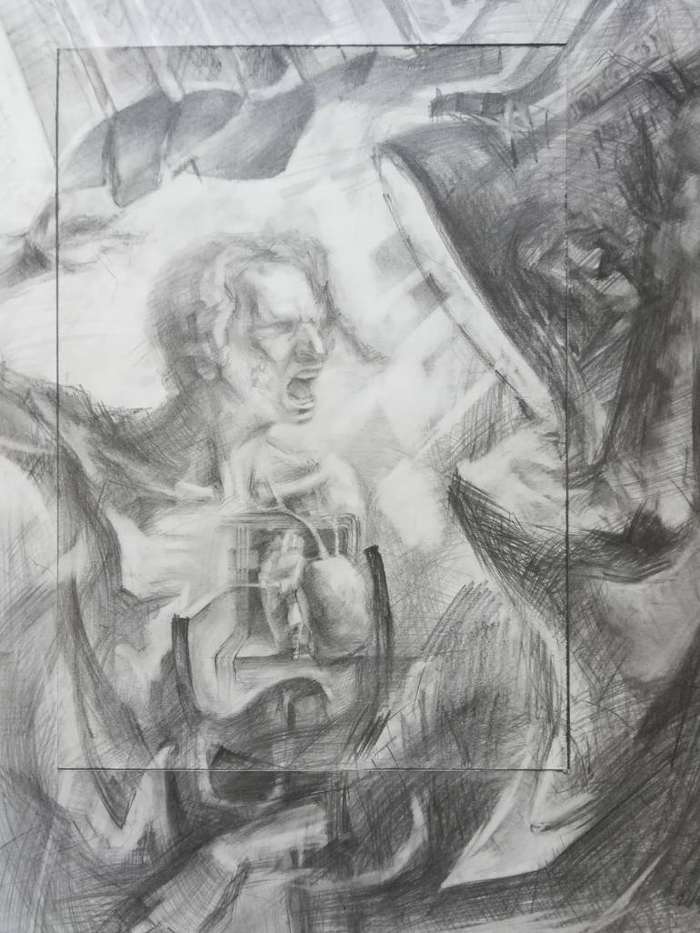 Original Expressionism Men Drawing by Andrew Metto