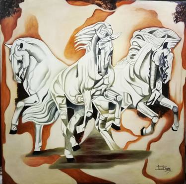 Original Realism Horse Paintings by JAVED HAFEEZ