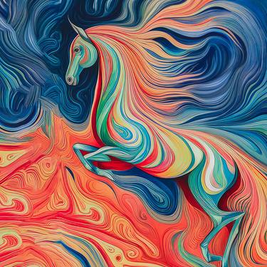 Print of Abstract Expressionism Horse Digital by Erkan Cerit