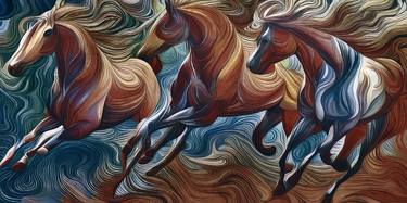 Print of Abstract Expressionism Horse Digital by Erkan Cerit